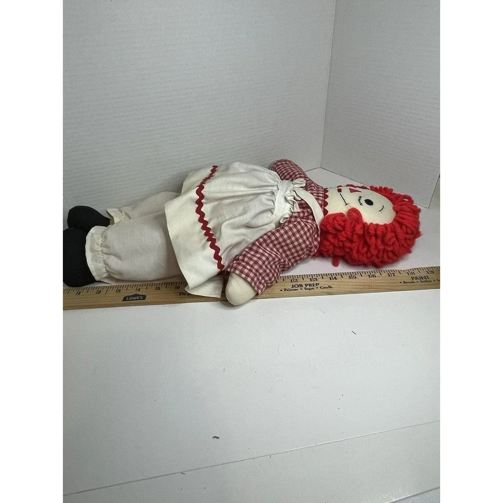 Vintage Raggedy Ann  Handmade Doll 19 Inch Embroidered Face & Heart